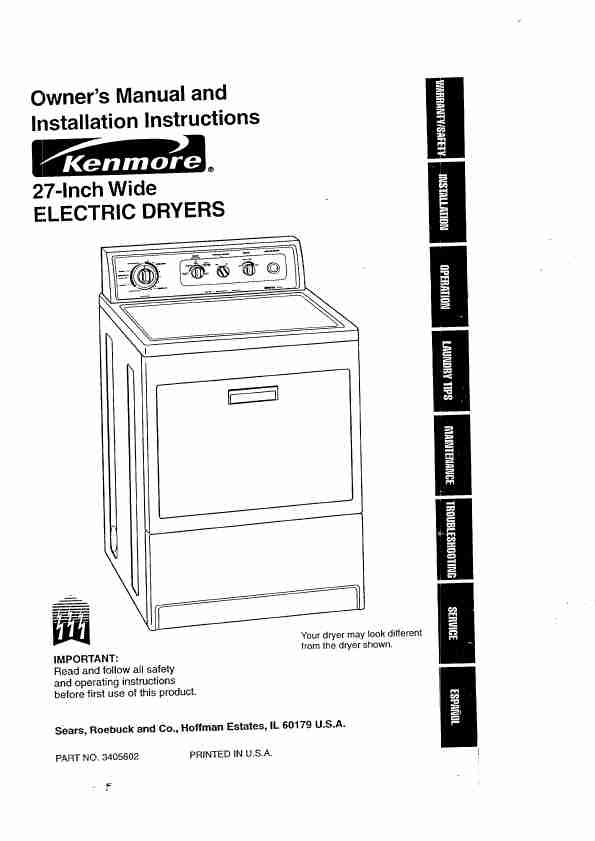 Kenmore Clothes Dryer 3405602-page_pdf